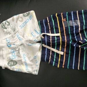 GAP brand 12-18 months new shorts 2 pair blue stripe and white GAP print